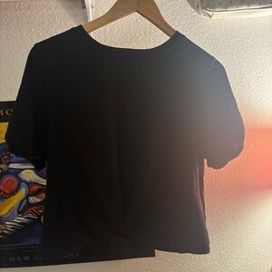 Fabletics Black Short Sleeve Tee tie front